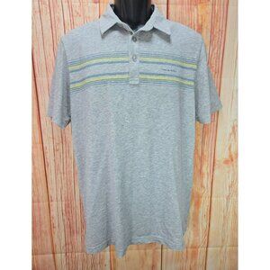 Travis Mathew Mens Polo Shirt Gray Striped Cotton Blend Medium